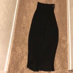 woman large maxi dress-strap less